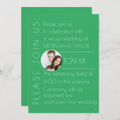 緑モダン色調仮想結婚画像 招待状 (正面/裏面)