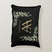 緑モダン色金ゴールドイニシャルモノグラムブラック アクセントクッション (裏面(縦))