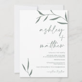 緑モダン葉名書結婚跡 招待状 (正面)