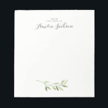 緑モダン葉文具パーソナライズされた ノートパッド<br><div class="desc">リトルかわいらしベイリー店でノートパッドを追加！</div>