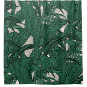 緑モダン葉植物植物デザイン シャワーカーテン (正面)