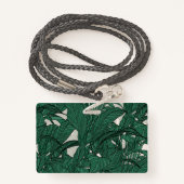 緑モダン葉植物植物デザイン バッジ (裏面ランヤード)