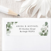 緑モダン葉水カラー差出人住所 ラベル (インサイチュ)