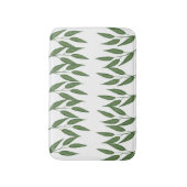 緑モダン葉白緑エレガント模様 バスマット (正面縦)