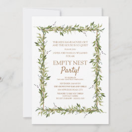 緑モダン葉金ゴールド空のネストパーティー 招待状