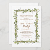 緑モダン葉金ゴールド空のネストパーティー 招待状 (正面/裏面)