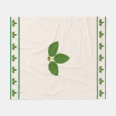 緑モダン葉 フリースブランケット (正面(横))