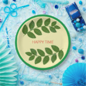 緑モダン葉 ペーパープレート (パーティー)