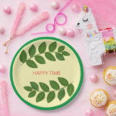 緑モダン葉 ペーパープレート (パーティー)