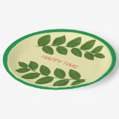 緑モダン葉 ペーパープレート (アングル)