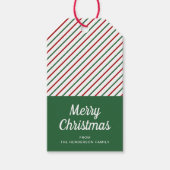 緑モダン赤のクリストライプのスマス ギフトタグ (正面)