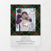 緑モダン赤の格子模様8枚の写真 三つ折りクリスマスカード (カバー)