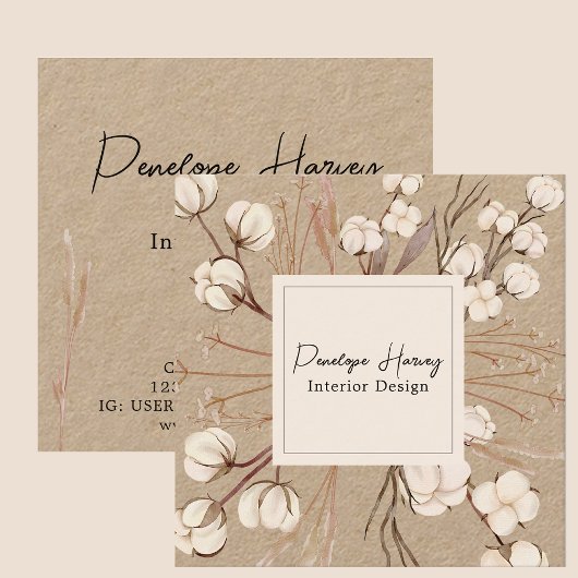 緑モダン赤面ピンククラフトインテリアデザイン スクエア名刺