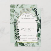 緑モダン野外庭園の結婚式RSVP 出欠カード (正面/裏面)