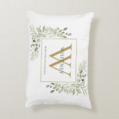 緑モダン金ゴールドイニシャルモノグラム アクセントクッション (裏面(縦))