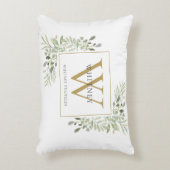 緑モダン金ゴールドイニシャルモノグラム アクセントクッション (正面(垂直))