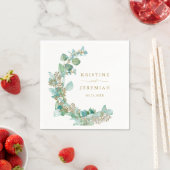 緑モダン金ゴールドユーカリ水の色結婚の スタンダードカクテルナプキン (インサイチュ)