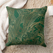 緑モダン金ゴールド植物デザイン クッション (ブランケット)
