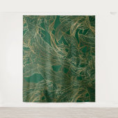 緑モダン金ゴールド植物デザイン タペストリー (正面)