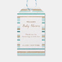 緑モダン金ゴールド水カラーストライプベビーシャワー ギフトタグ
