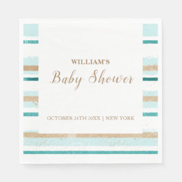 緑モダン金ゴールド水カラーストライプベビーシャワー スタンダードランチョンナプキン