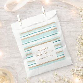 緑モダン金ゴールド水カラーストライプベビーシャワー フェイバーバッグ