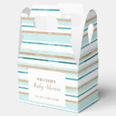 緑モダン金ゴールド水カラーストライプベビーシャワー フェイバーボックス (オープン)