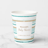 緑モダン金ゴールド水カラーストライプベビーシャワー 紙コップ (裏面)