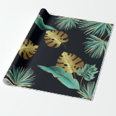 緑モダン金ゴールド熱帯葉 ラッピングペーパー (アンロールド)