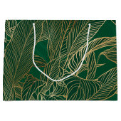 緑モダン金ゴールド観葉植物植物デザイン ラージペーパーバッグ (正面)