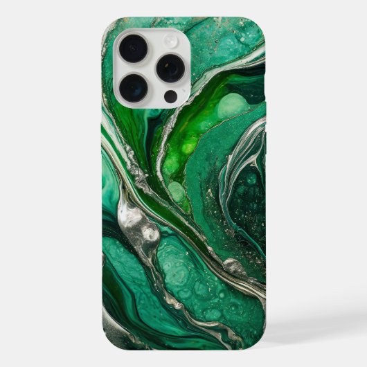 緑モダン銀エレガント大理石 iPhoneケース (裏面)