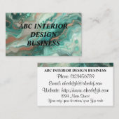 緑モダン銀大理石質及びタイポグラフィ 名刺 (正面/裏面)