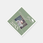 緑モダン院写真卒業パーティー スタンダードカクテルナプキン (角)