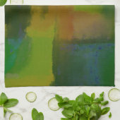 緑モダン黄抽象芸術 キッチンタオル (折り畳み)