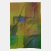 緑モダン黄抽象芸術 キッチンタオル (縦)
