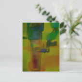 緑モダン黄抽象芸術 ポストカード (スタンド正面)