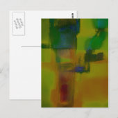 緑モダン黄抽象芸術 ポストカード (正面/裏面)