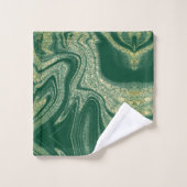 緑モダン黄色抽象芸術大理石パターン バスタオルセット (ウォッシュタオル)