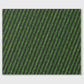 緑モダン黒グリッターストライプパターン ラッピングペーパー (フラット)