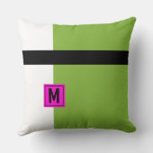 緑モダン黒ブロックモノグラムの クッション (裏面)