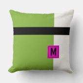 緑モダン黒ブロックモノグラムの クッション (正面)