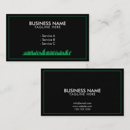 緑モダン黒芝生業 名刺 (正面/裏面)
