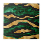 緑モダン黒金ゴールドアニマルプリントパターン タイル (正面)