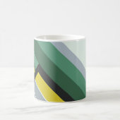 緑モダン、黄ストライプ色、および灰色の対角線の コーヒーマグカップ (中央)