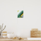 緑モダン、黄ストライプ色、および灰色の対角線の ポスター (キッチン)