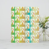 緑モダン、黄色、青のチューリップのカップルのパターン (スタンド正面)