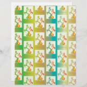 緑モダン、黄色、青のチューリップのカップルのパターン (正面/裏面)