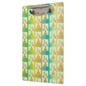 緑モダン、黄色、青のチューリップのカップルのパターン クリップボード (左)