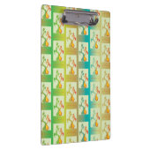 緑モダン、黄色、青のチューリップのカップルのパターン クリップボード (右)