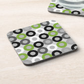 緑モダン、黒、白の点コーク・コースター コースター (左側)
